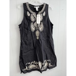 Cute Options black sleeveless embroidered shift dress size XL NWT‎